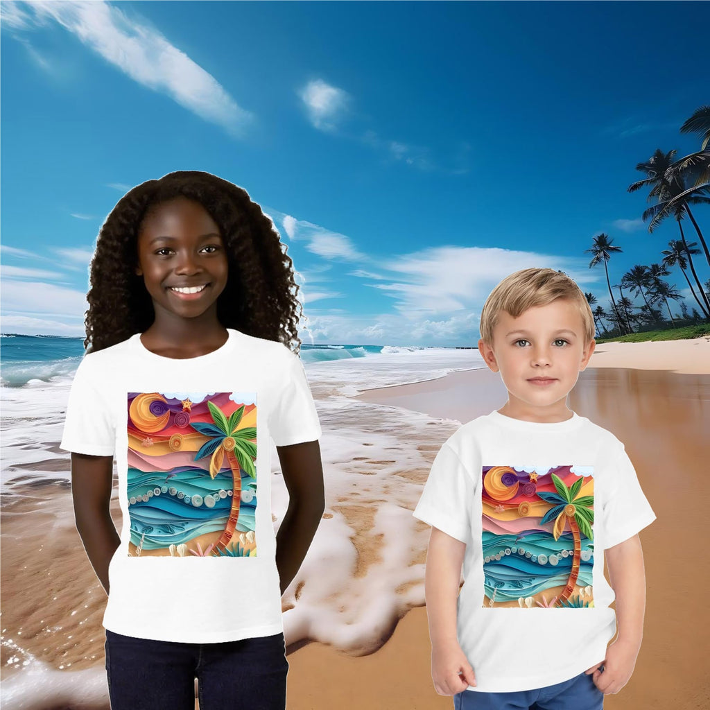 Kid's Tropical Origami Graphic Design Round Neck T-shirt