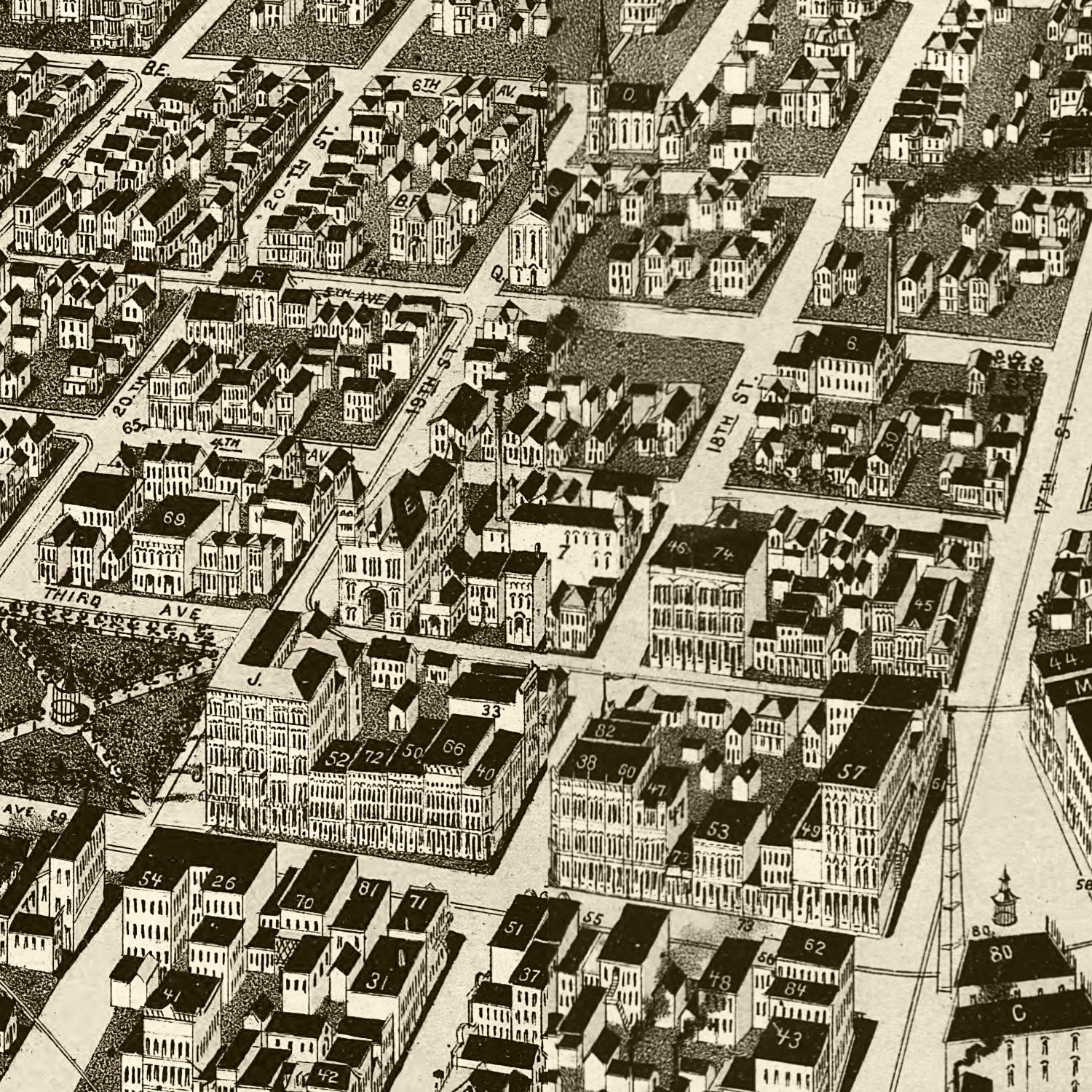 Vintage Map of Rock Island, Illinois 1889