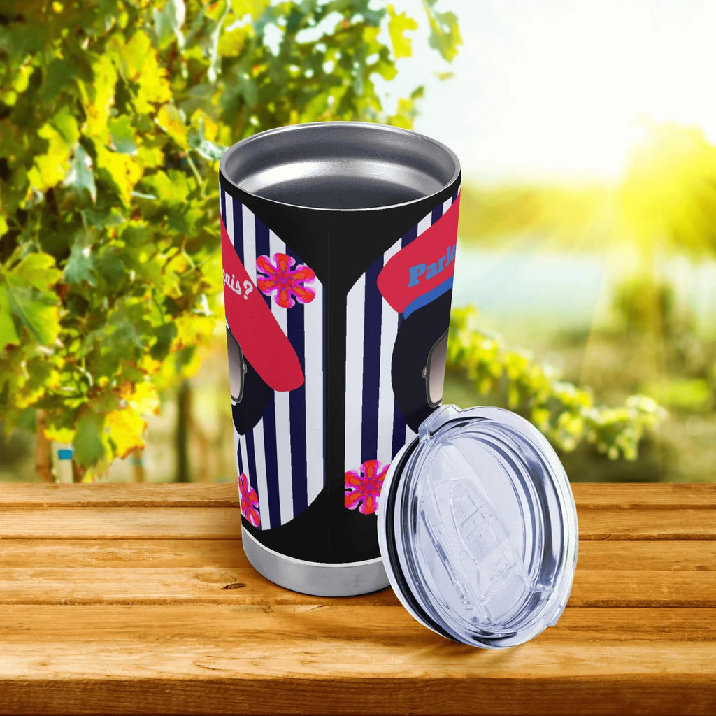 Parlez-vous Francais? French Girl Stainless Steel 20oz Travel Tumbler (Made in USA)