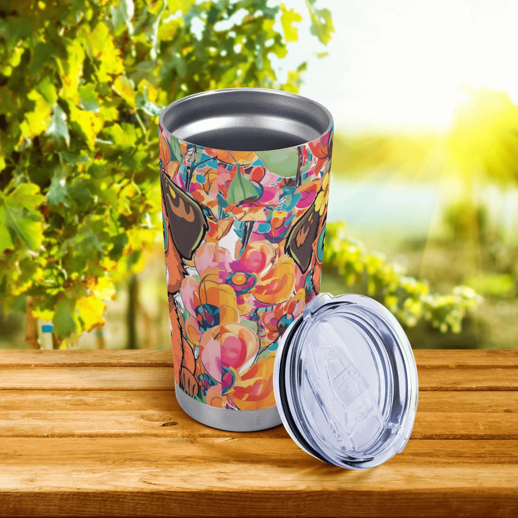 Whimsical Dog with Glasses Stainless Steel 20oz Travel Tumbler (Made in USA)