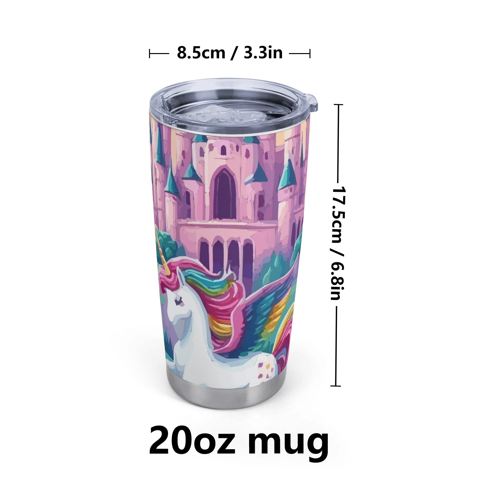 Unicorn Fantasy Castle Stainless Steel 20oz Travel Tumbler (Made in USA)