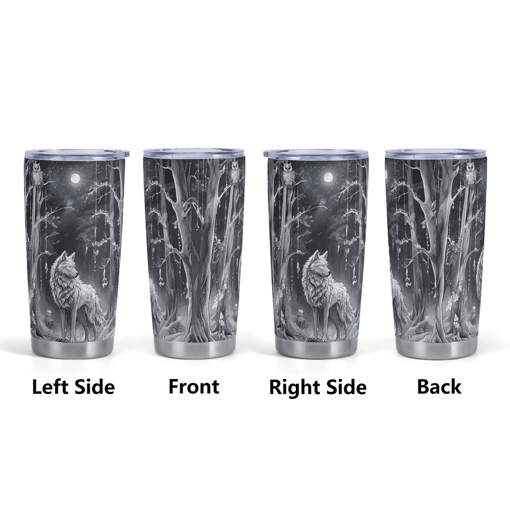 Ethereal Wolf in the Moonlight Stainless Steel 20oz Travel Tumbler (Made in USA)