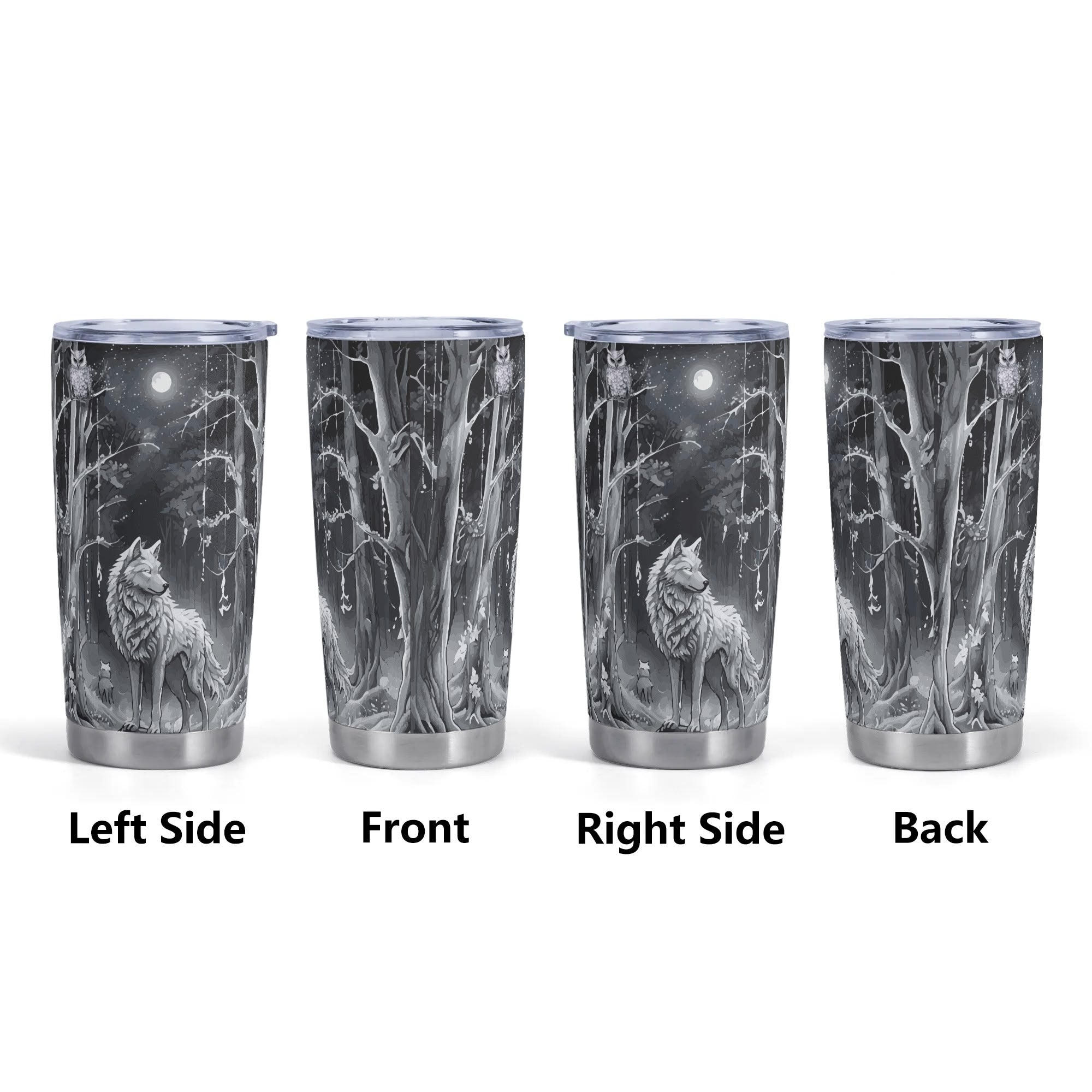 Ethereal Wolf in the Moonlight Stainless Steel 20oz Travel Tumbler (Made in USA)