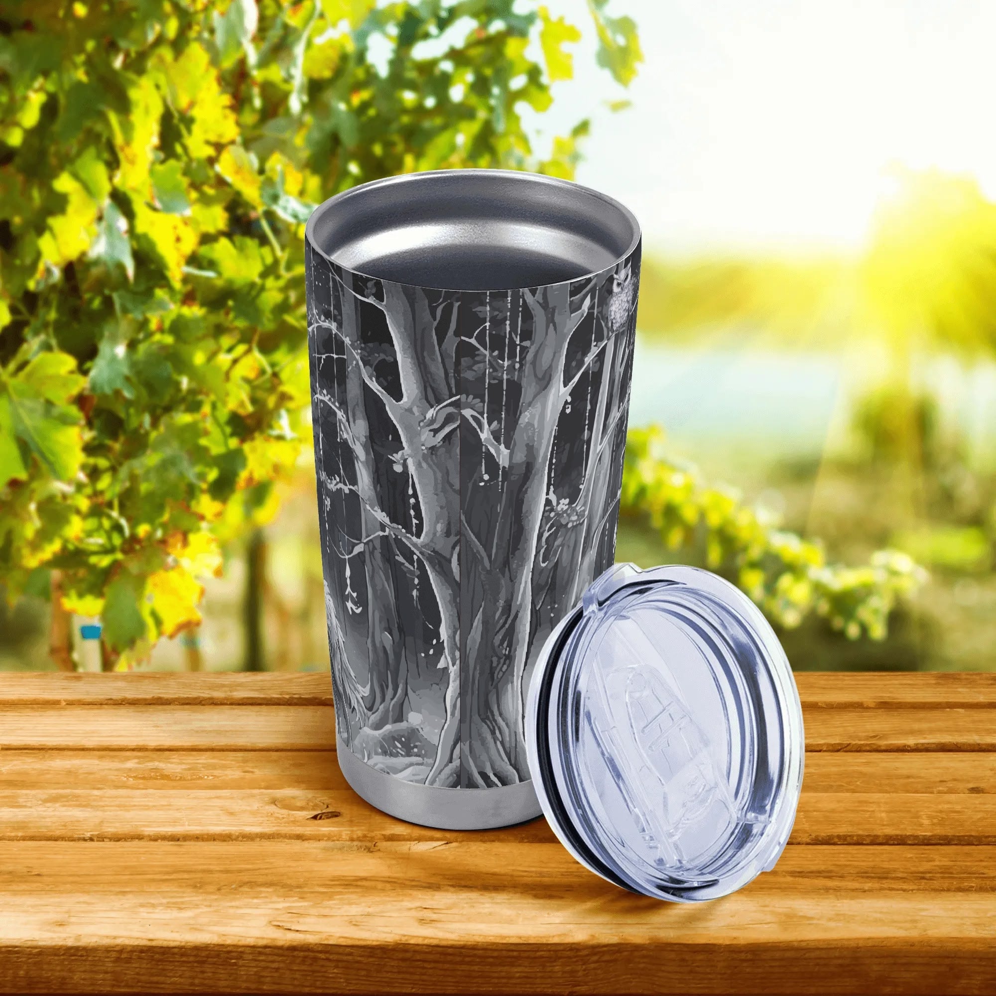 Ethereal Wolf in the Moonlight Stainless Steel 20oz Travel Tumbler (Made in USA)
