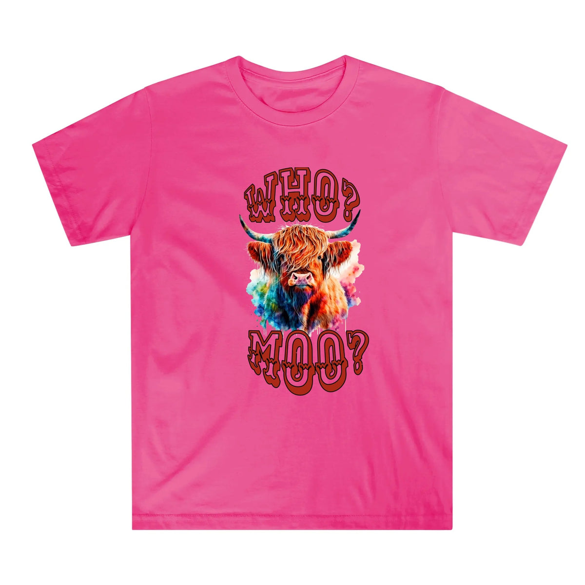 Who? Moo? Highland Cow Kids Crew Neck T-shirt