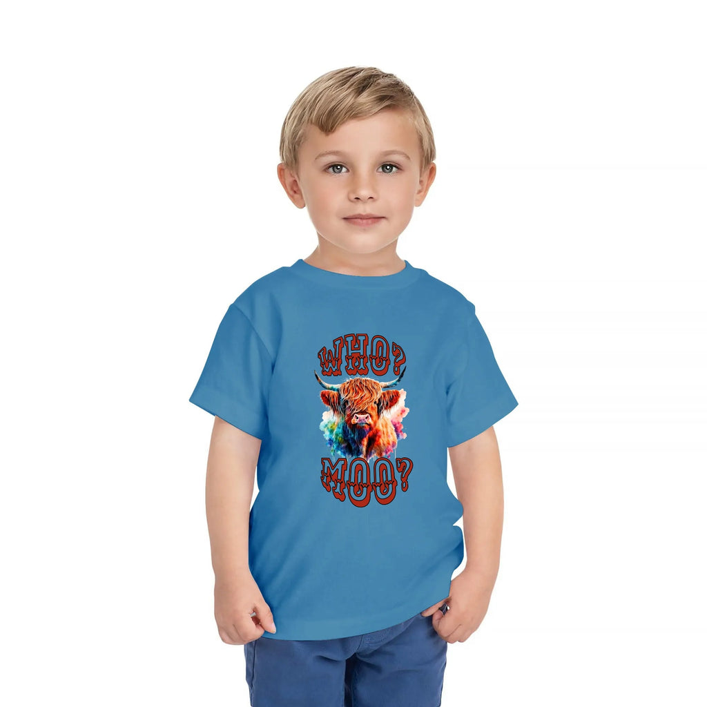 Who? Moo? Highland Cow Kids Crew Neck T-shirt