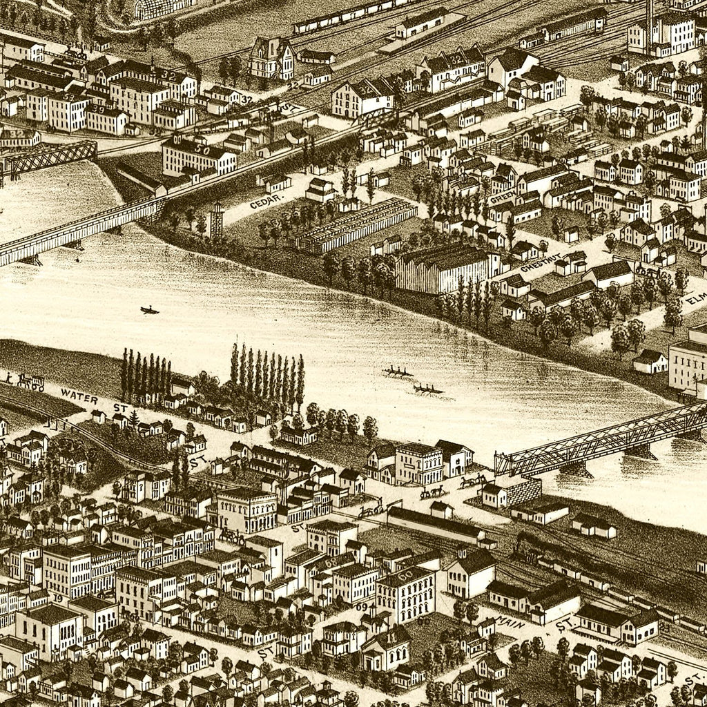 Vintage Map of Rockford, Illinois 1880