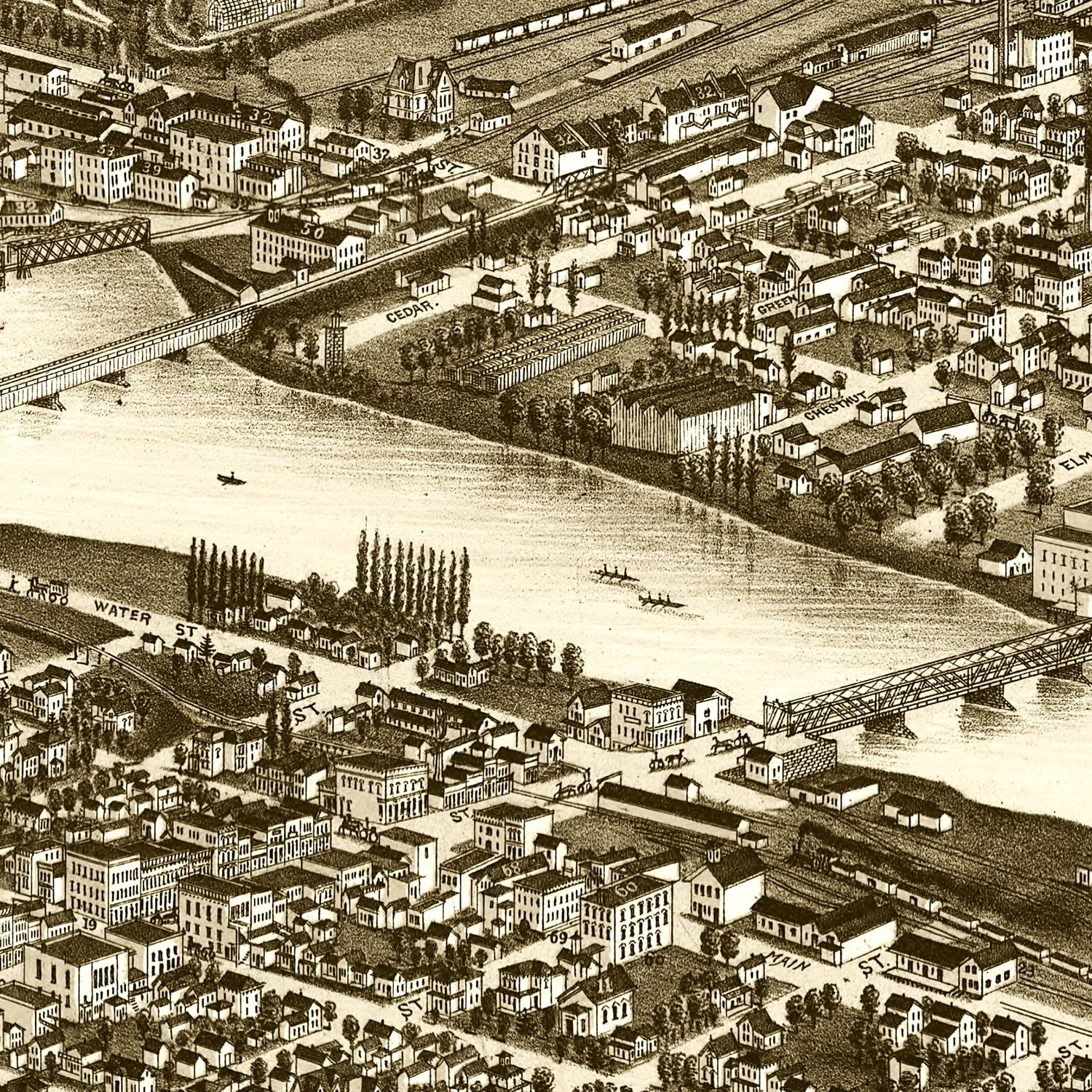 Vintage Map of Rockford, Illinois 1880
