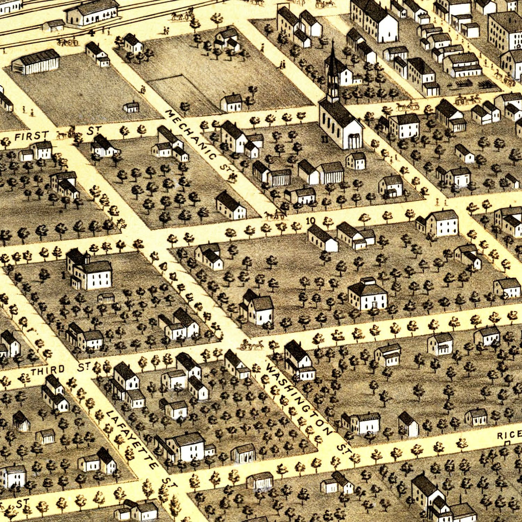 Vintage Map of Sandwich, Illinois 1869