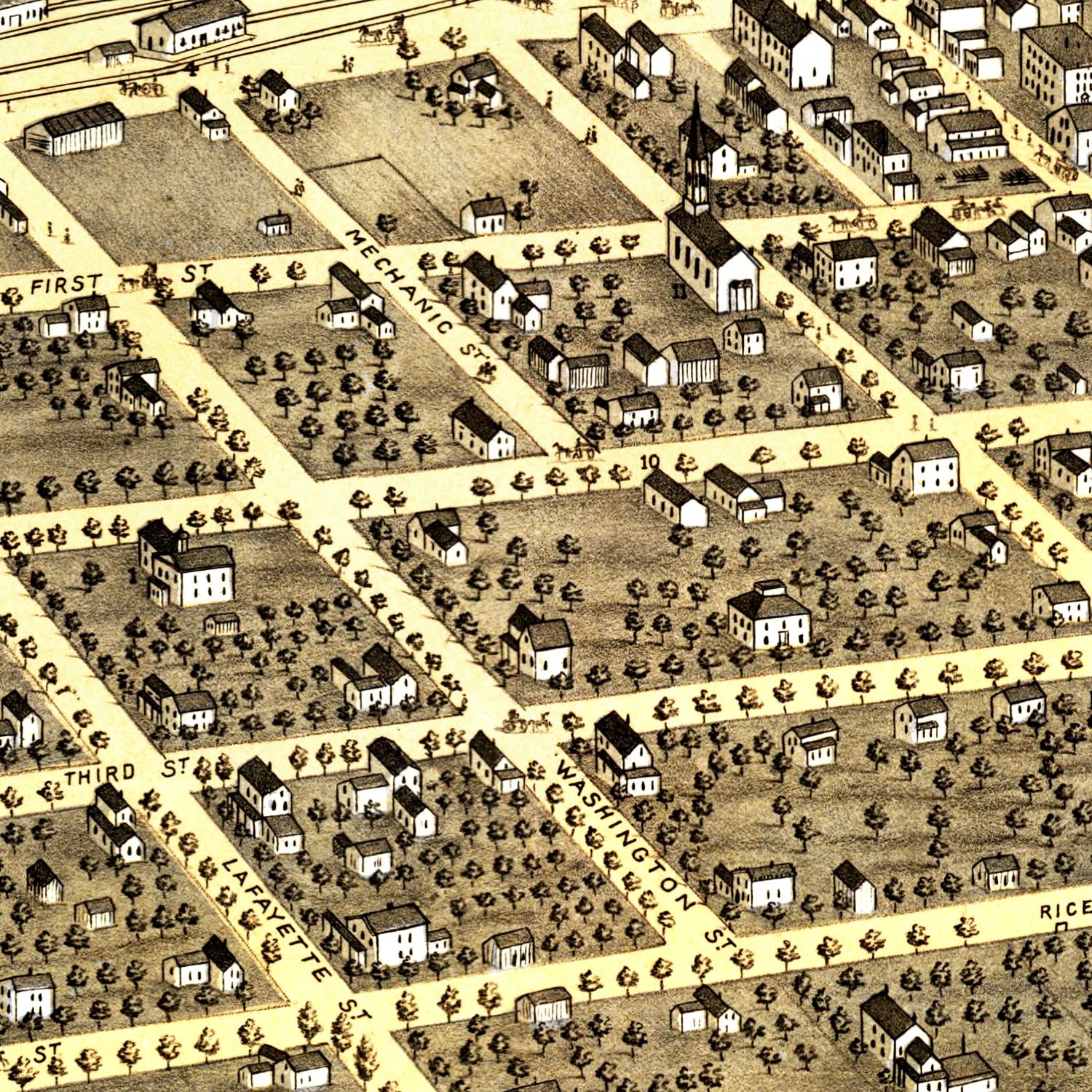 Vintage Map of Sandwich, Illinois 1869