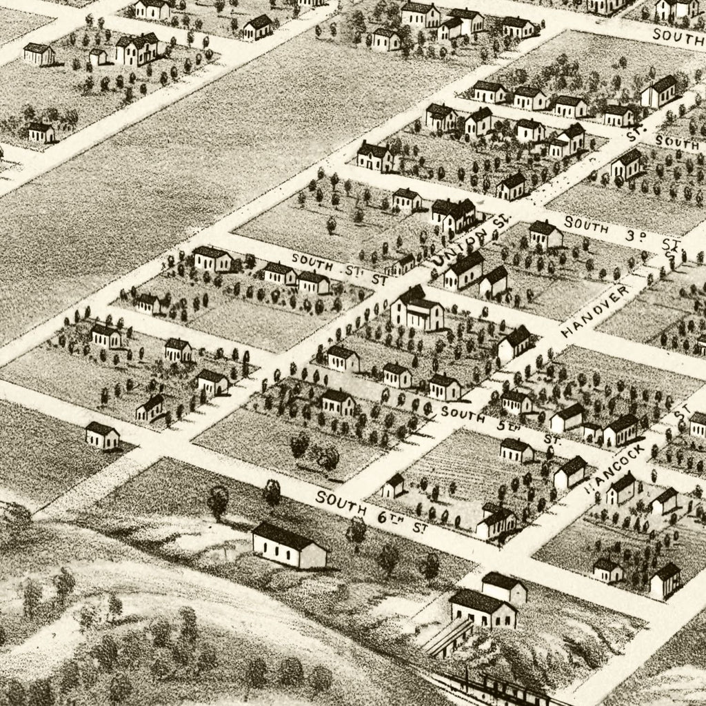 Vintage Map of Shelbyville, Illinois 1869
