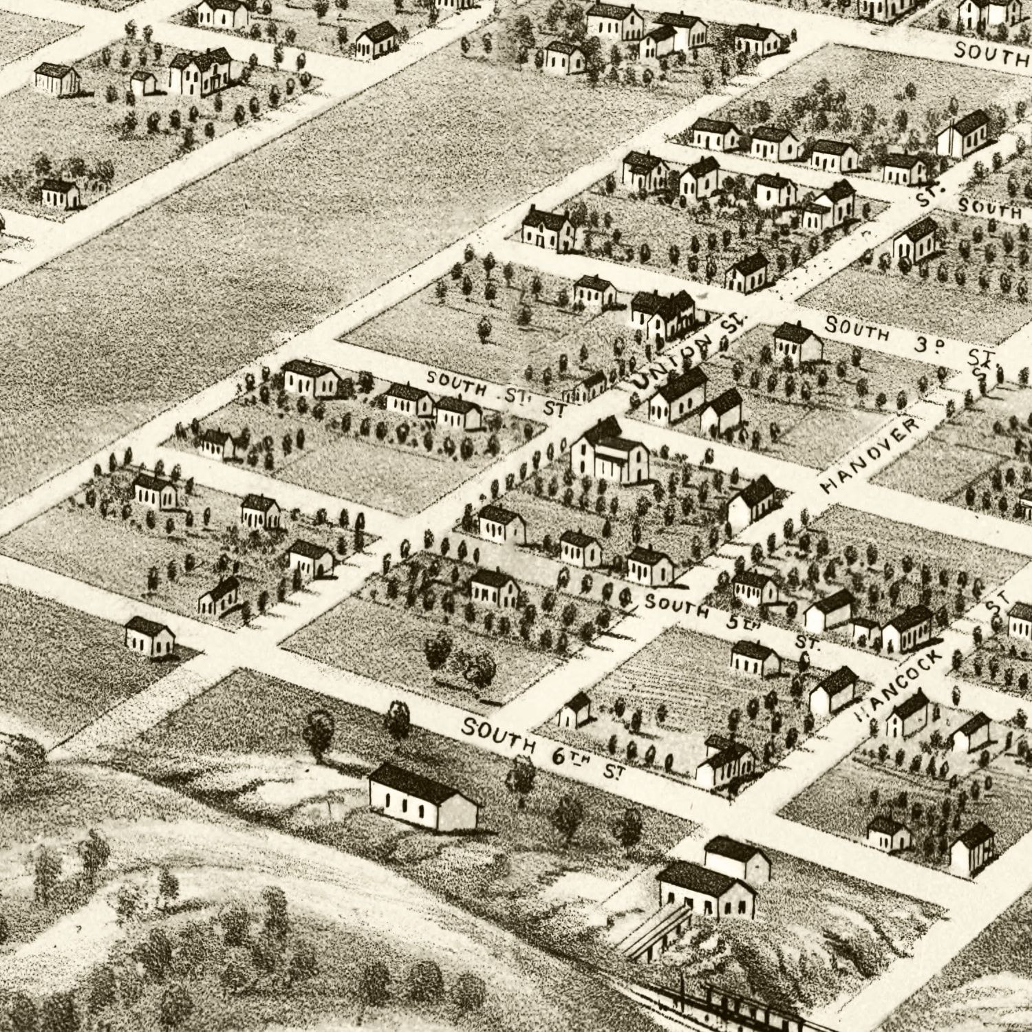 Vintage Map of Shelbyville, Illinois 1869