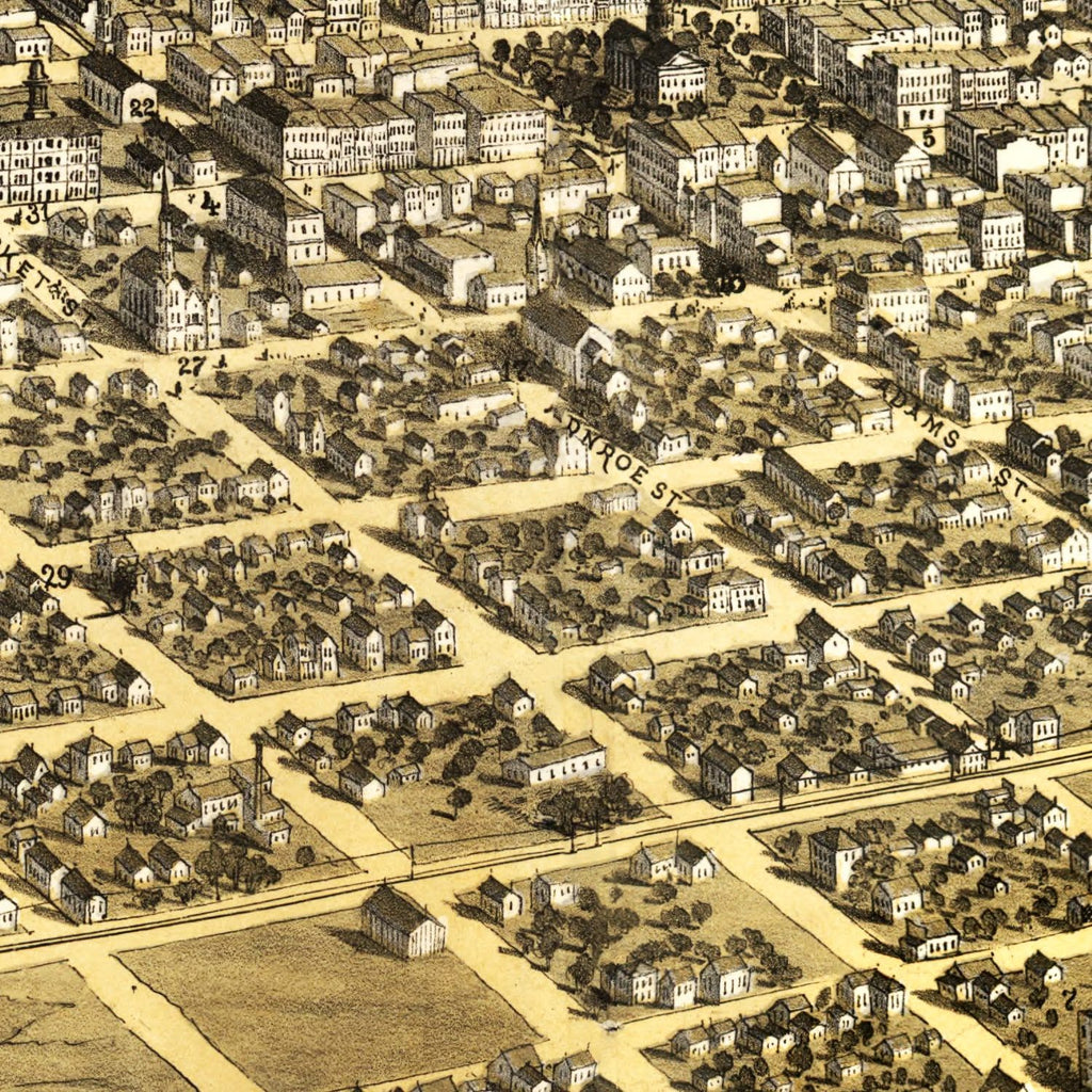Vintage Map of Springfield, Illinois 1867