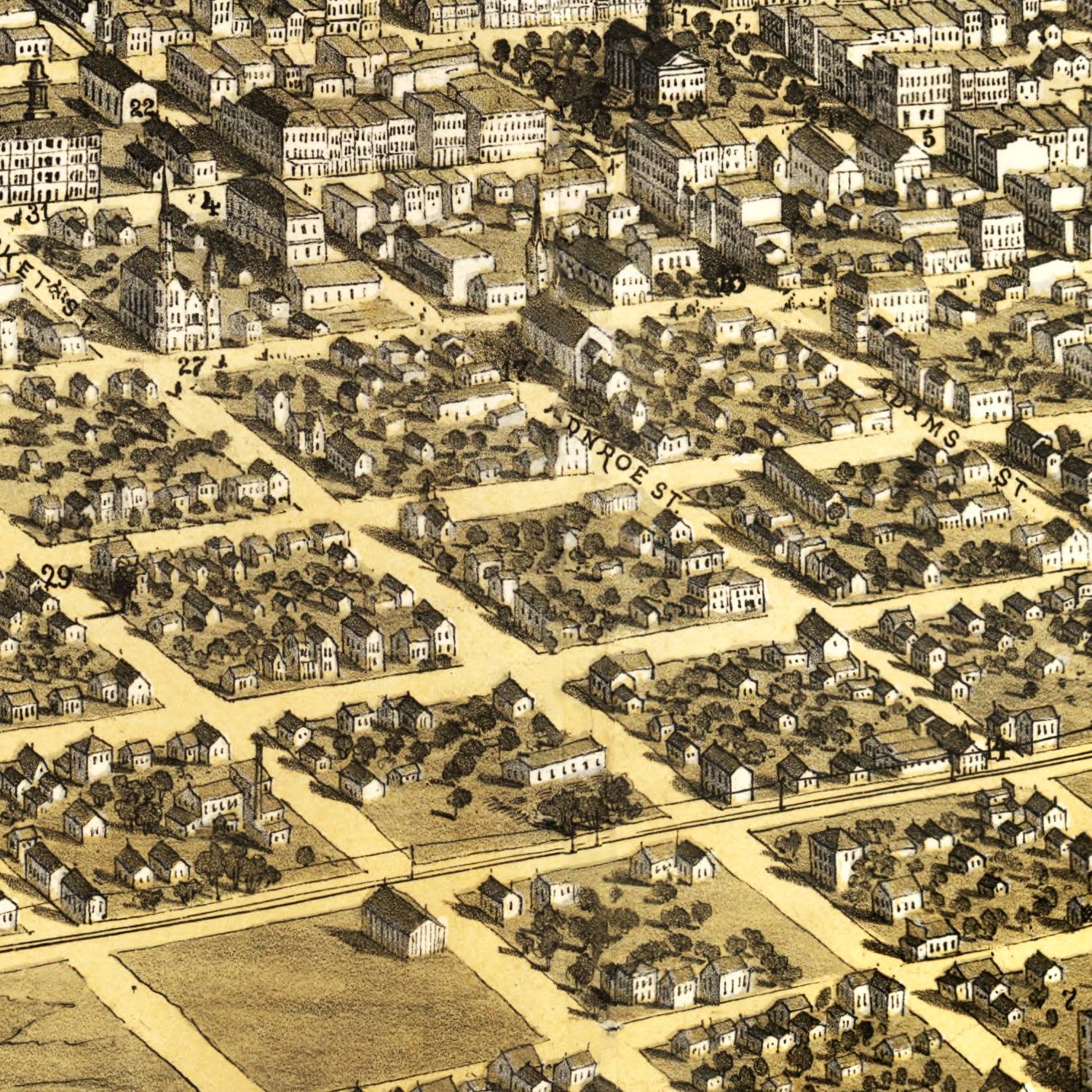 Vintage Map of Springfield, Illinois 1867