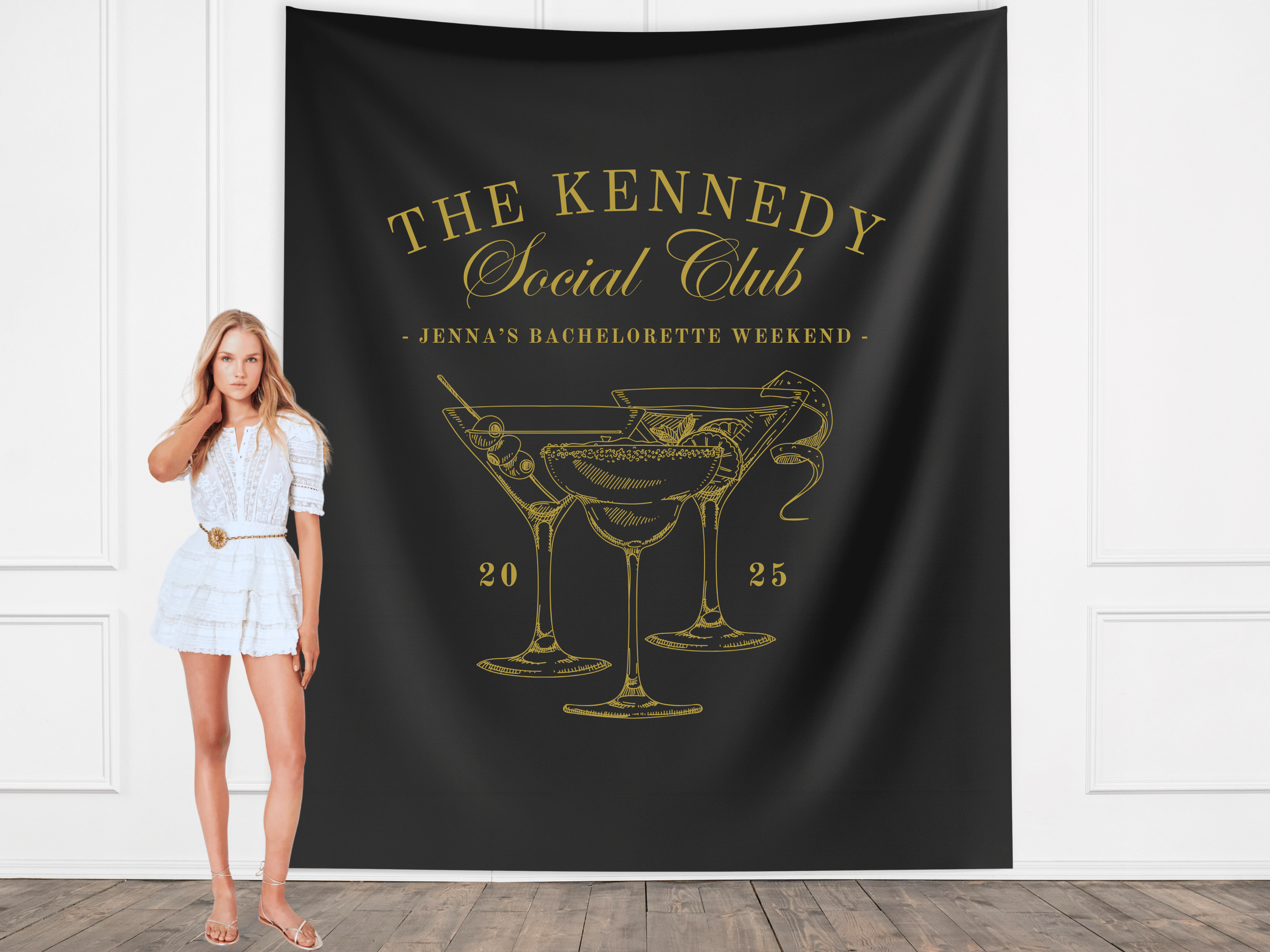 Luxury Custom Bachelorette Social Club Banner Backdrop