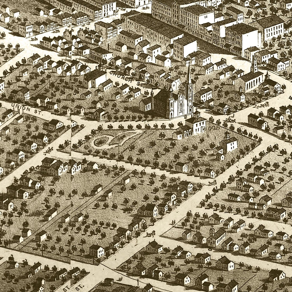 Vintage Map of Adrian, Michigan 1866