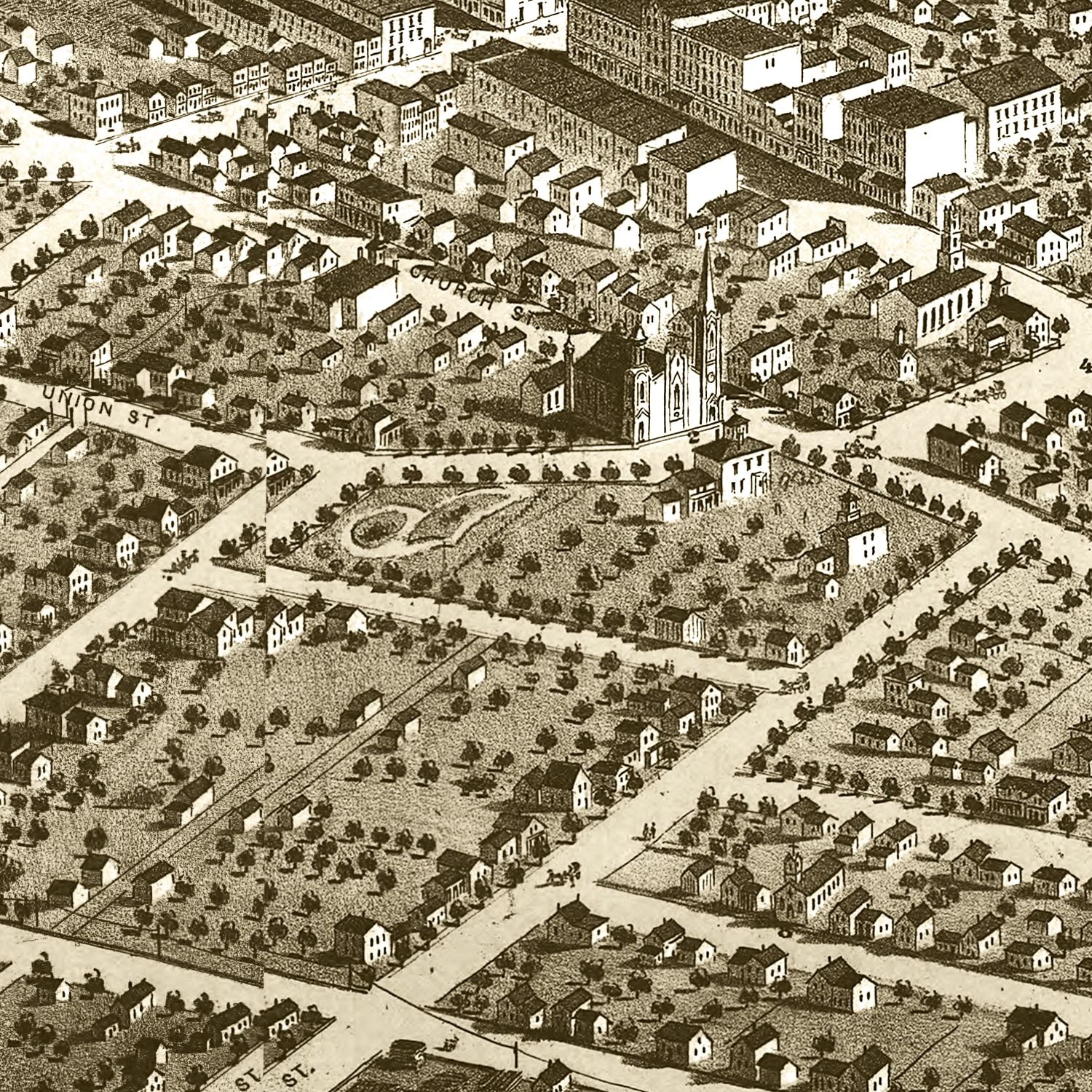 Vintage Map of Adrian, Michigan 1866