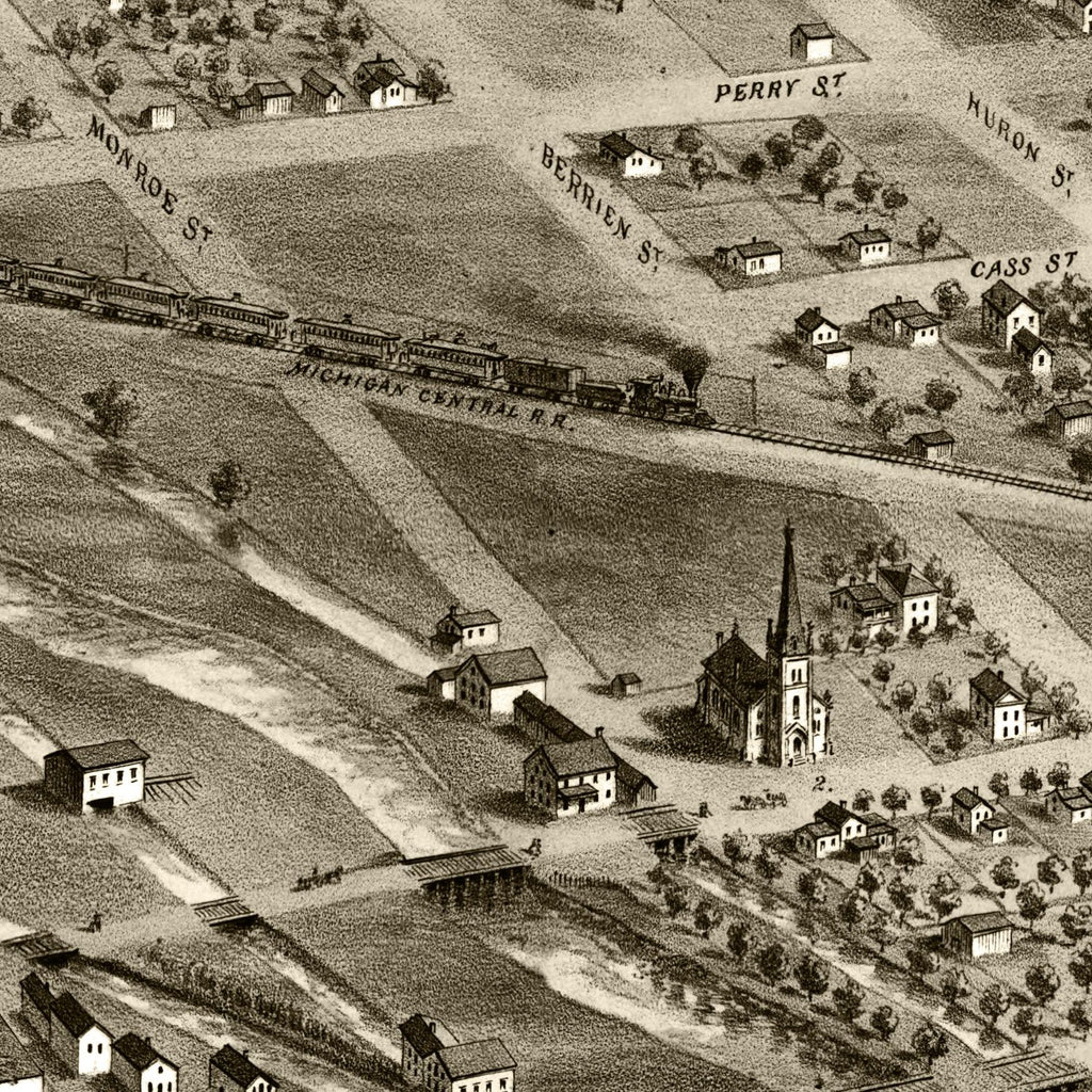 Vintage Map of Albion, Michigan 1868