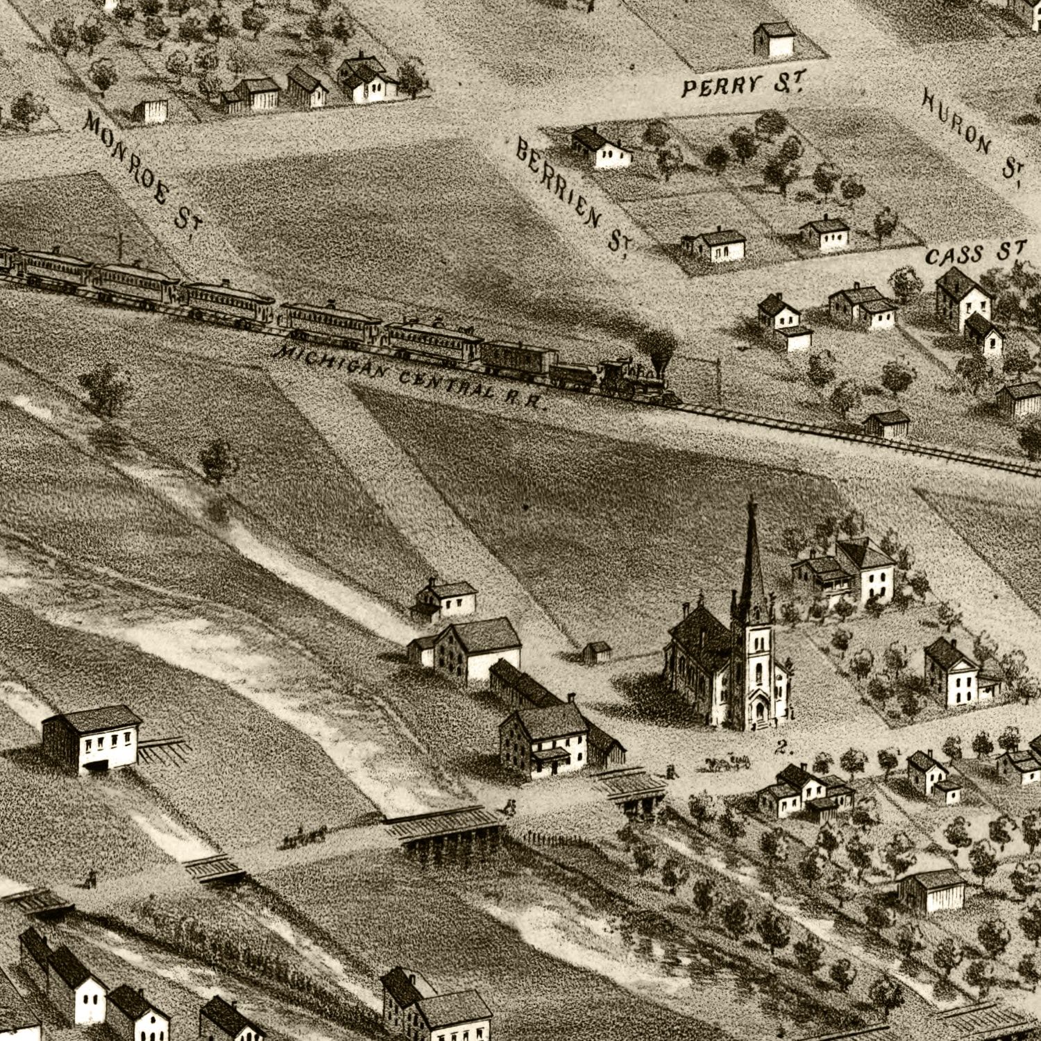 Vintage Map of Albion, Michigan 1868