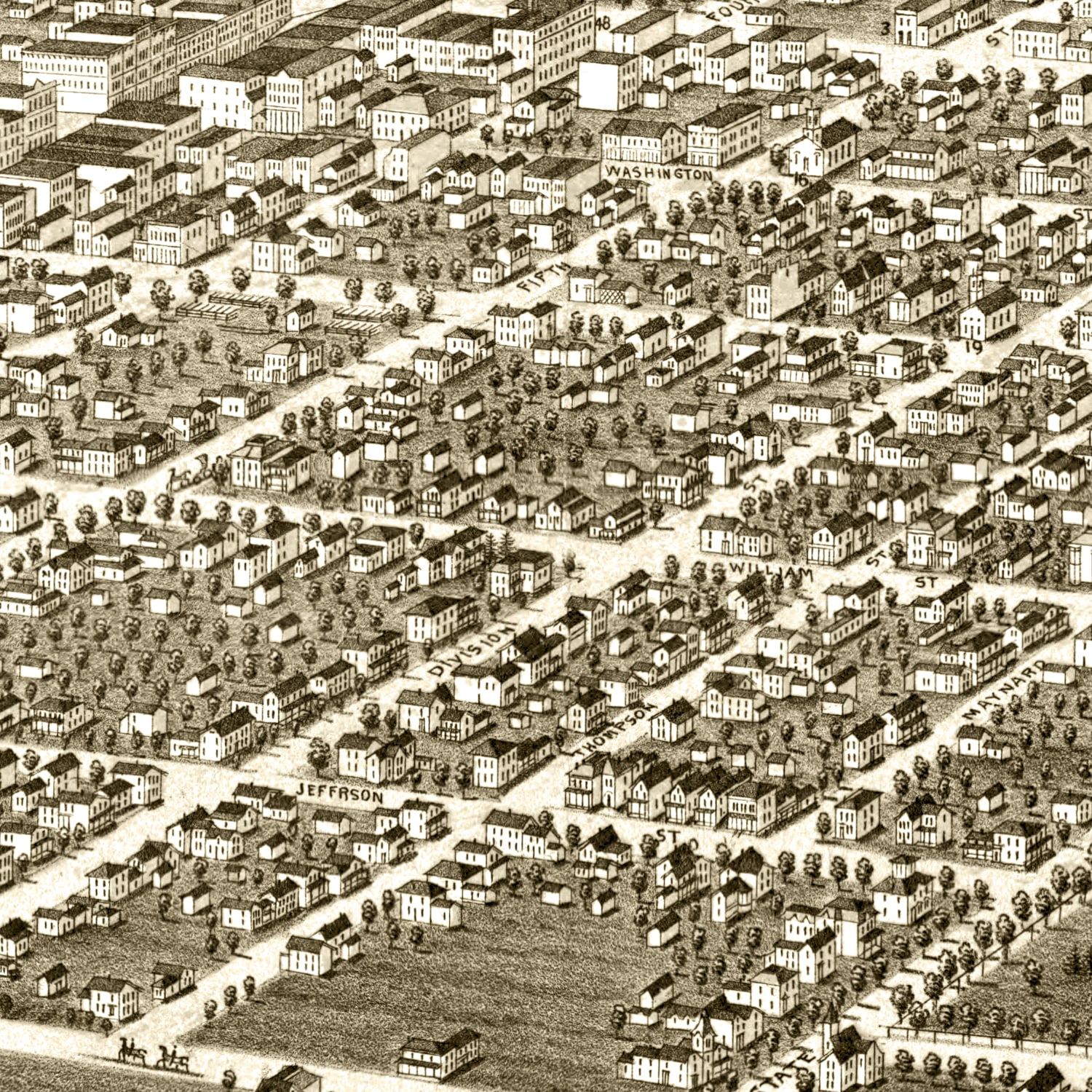 Vintage Map of Ann Arbor, Michigan 1880