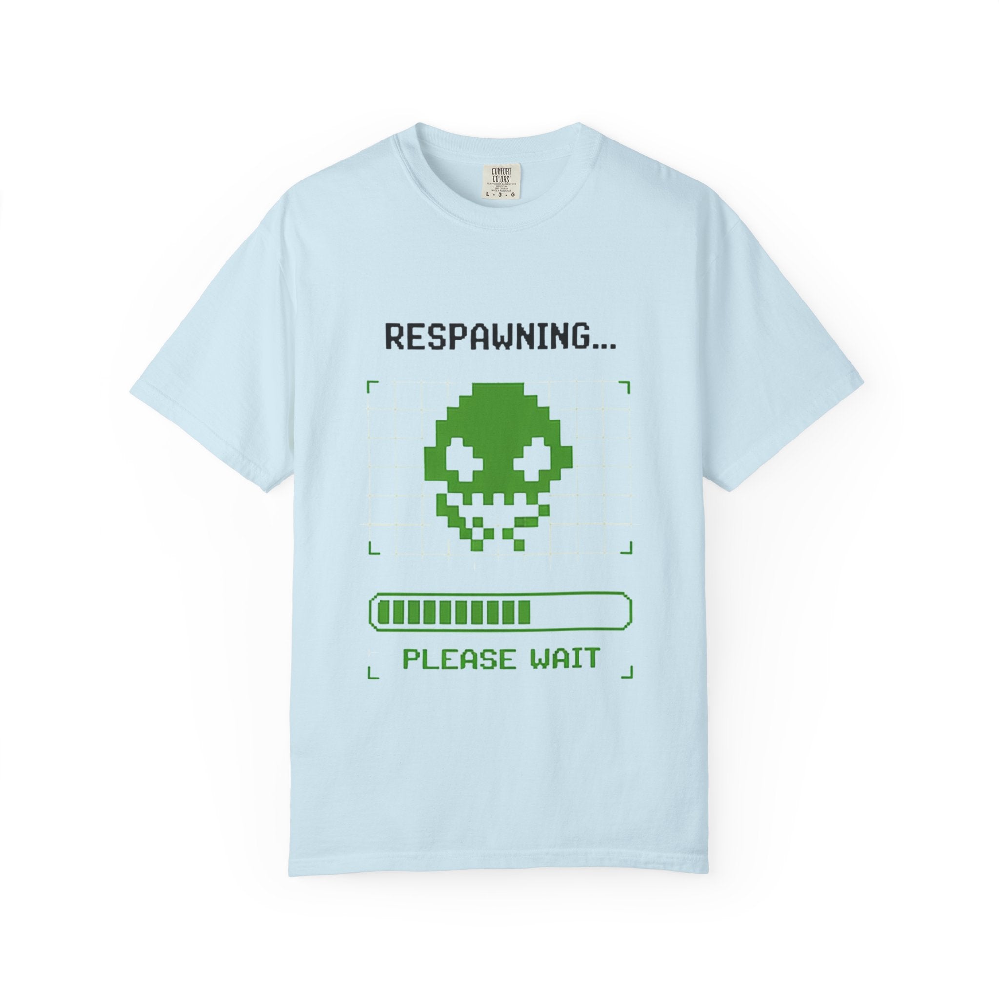 Respawning... Please Wait T-Shirt - Pixel Alien Gamer Tee