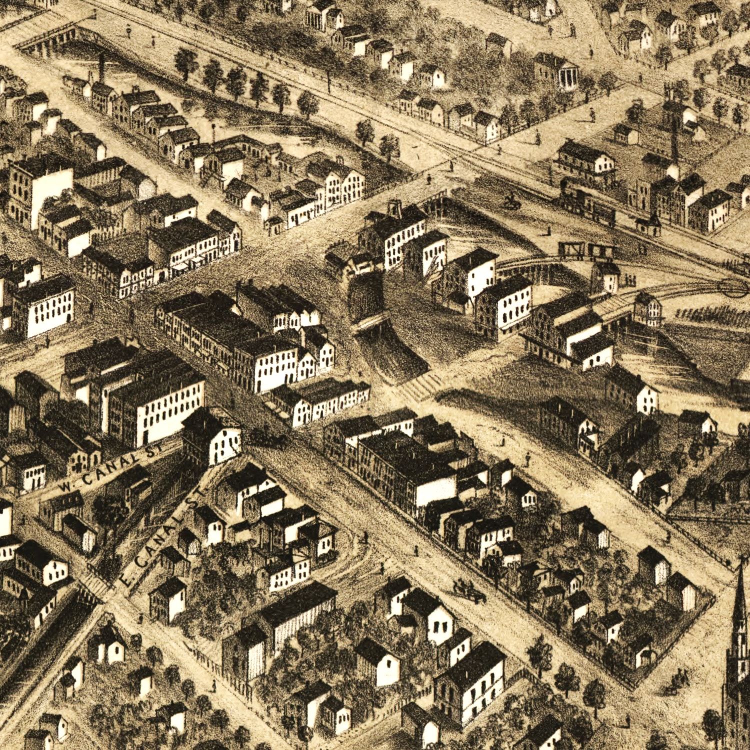 Vintage Map of Battle Creek, Michigan 1870