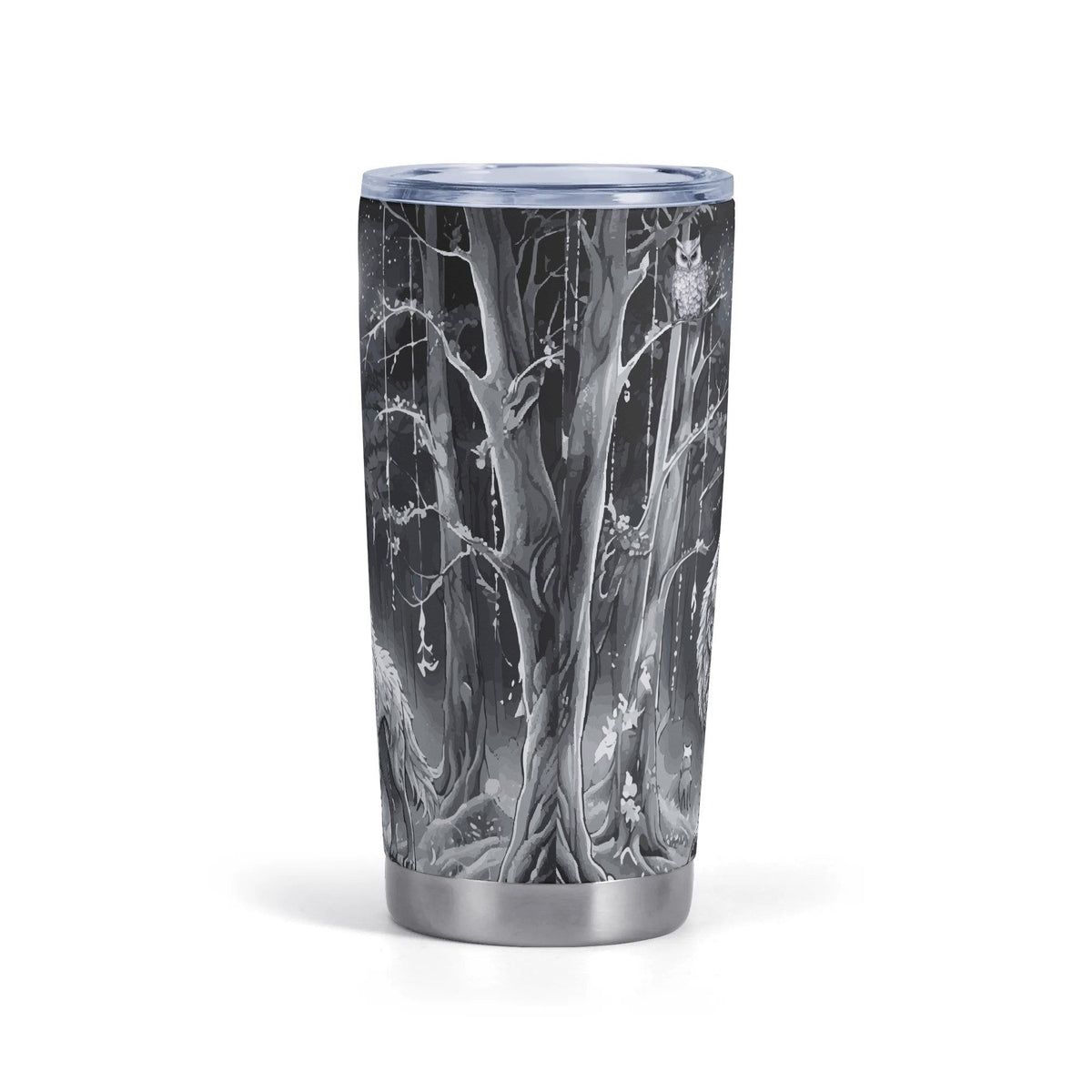 Ethereal Wolf in the Moonlight Stainless Steel 20oz Car Tumbler (Made in USA )