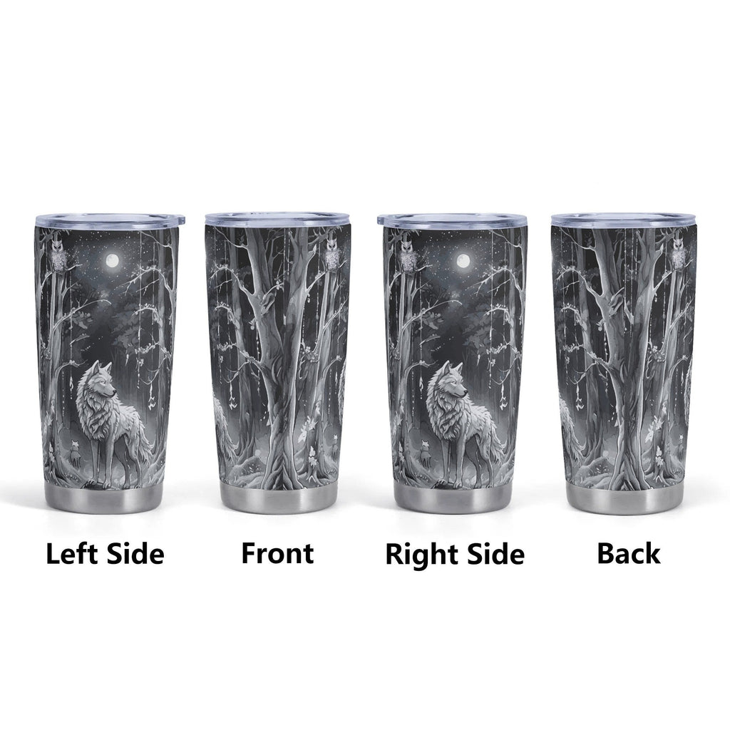 Ethereal Wolf in the Moonlight Stainless Steel 20oz Car Tumbler (Made in USA )