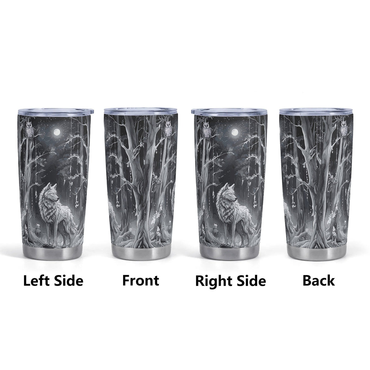 Ethereal Wolf in the Moonlight Stainless Steel 20oz Car Tumbler (Made in USA )