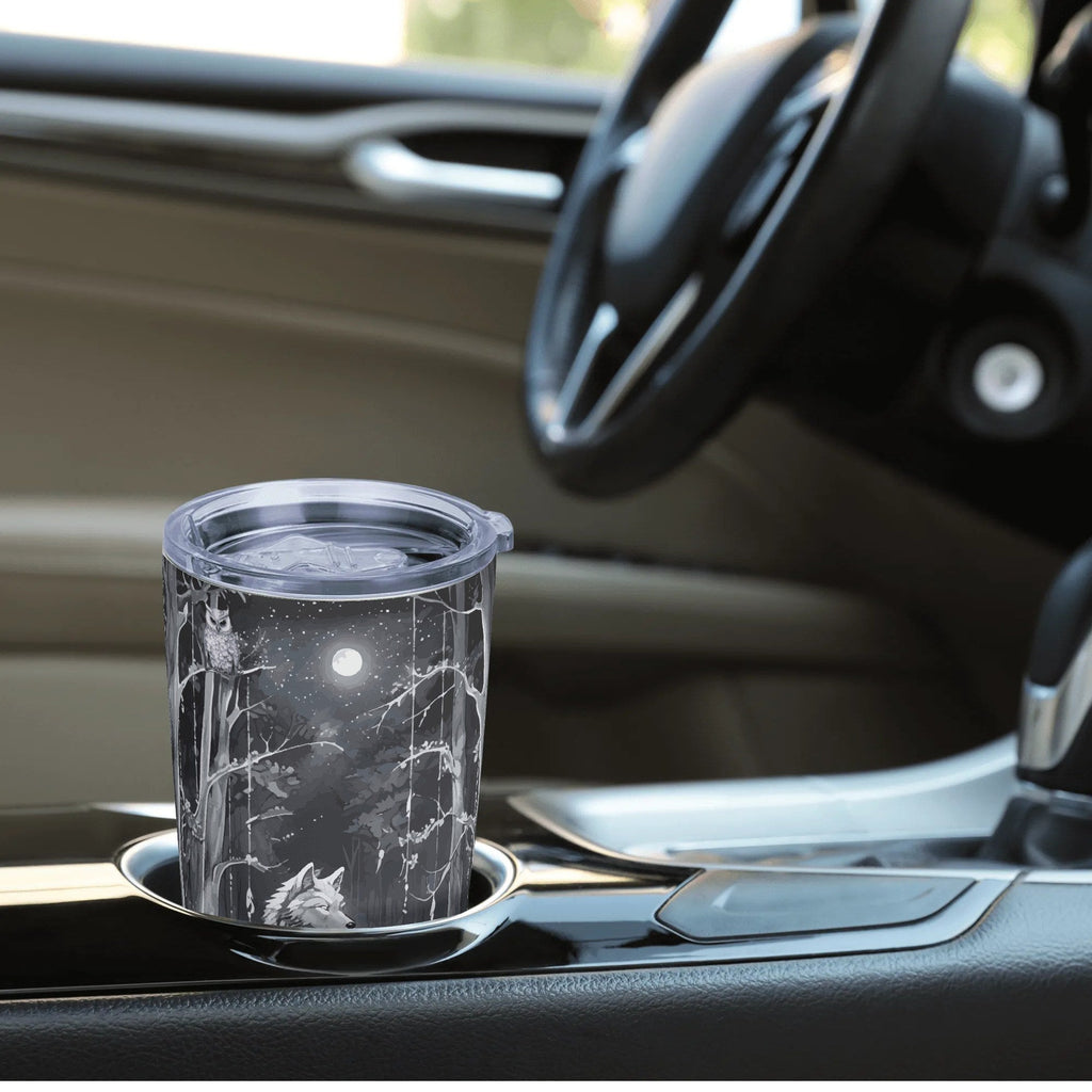 Ethereal Wolf in the Moonlight Stainless Steel 20oz Car Tumbler (Made in USA )