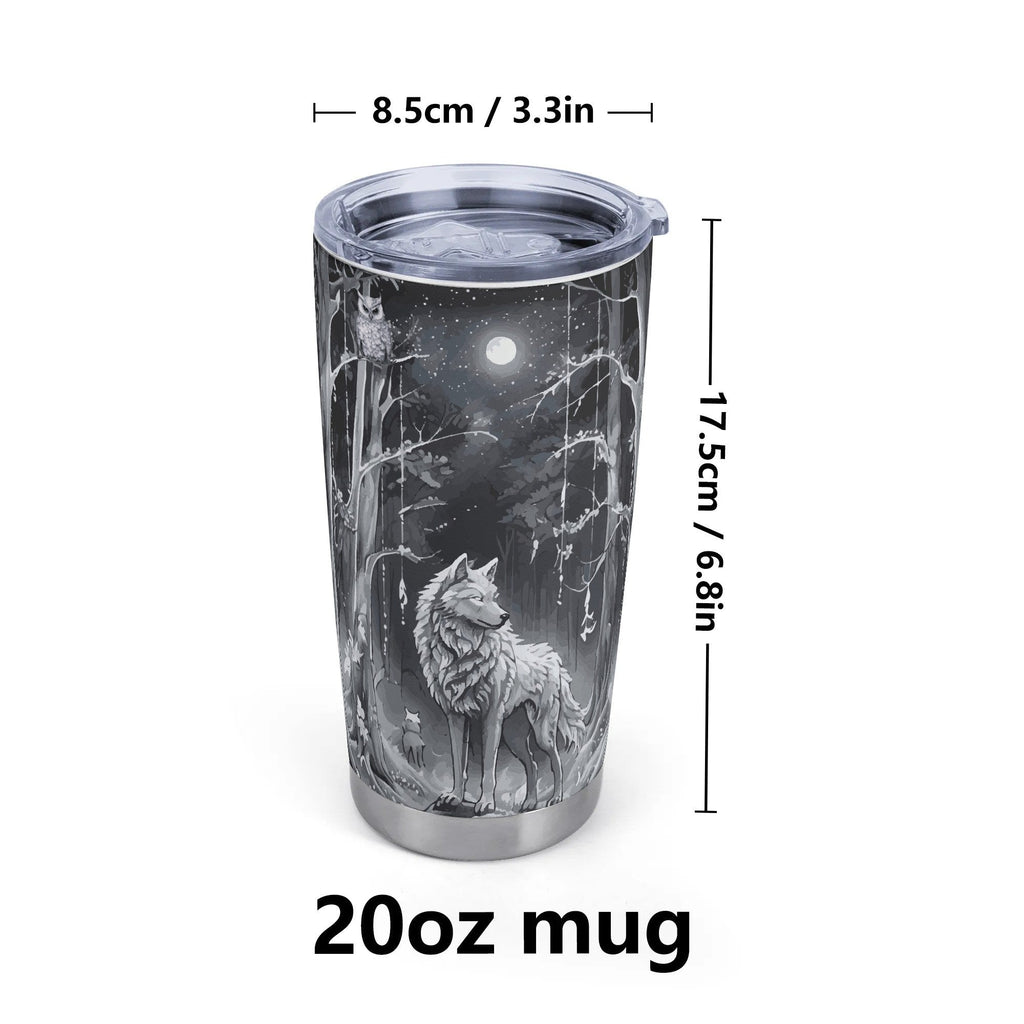 Ethereal Wolf in the Moonlight Stainless Steel 20oz Car Tumbler (Made in USA )