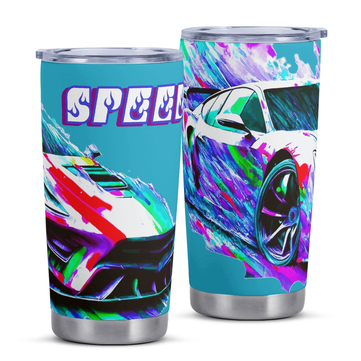 Fast Car with Speed Stainless Steel 20oz Car Tumbler (Made in USA)