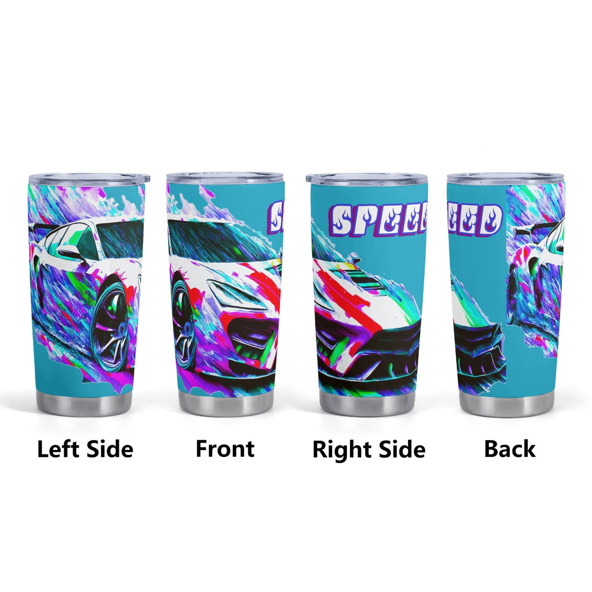 Fast Car with Speed Stainless Steel 20oz Car Tumbler (Made in USA)