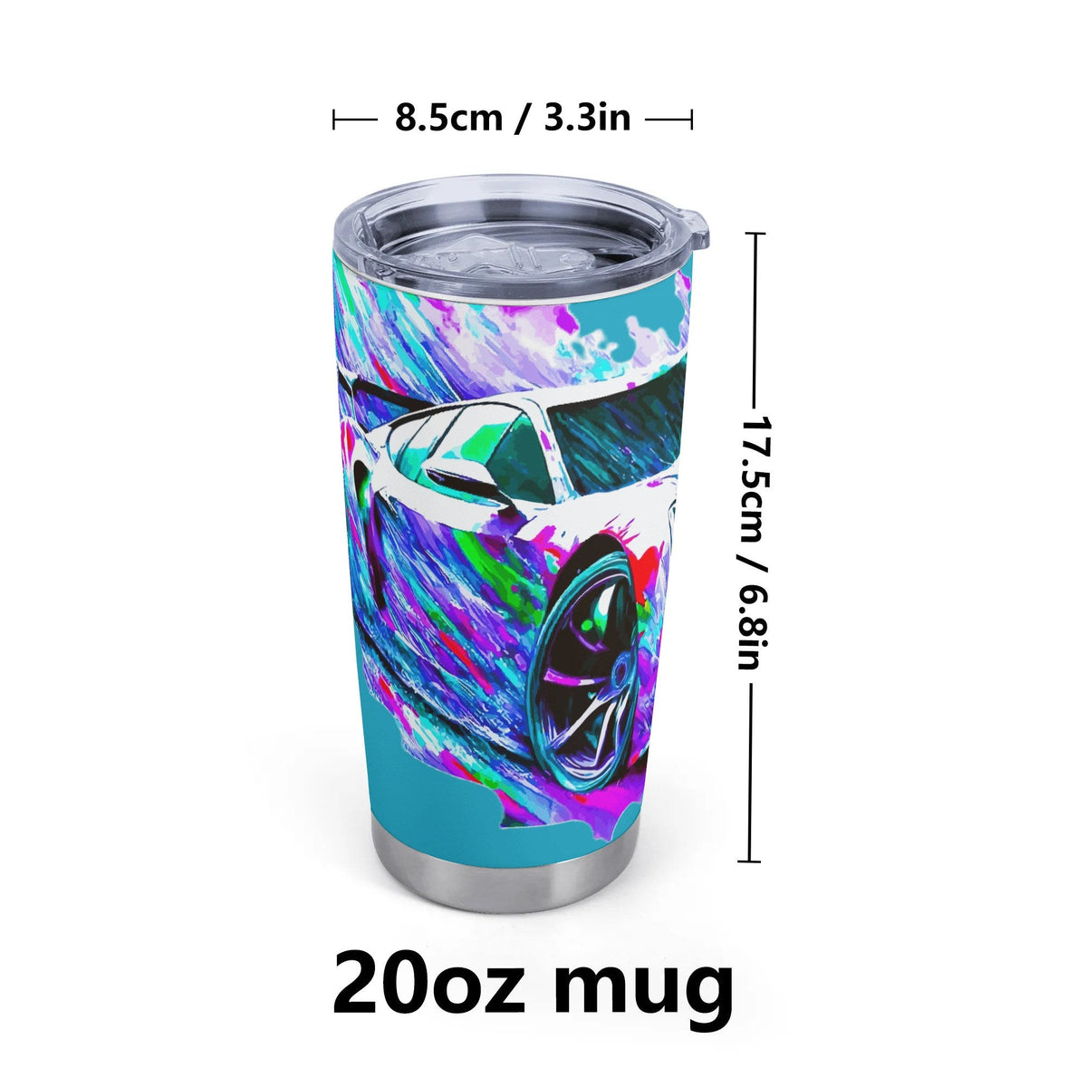 Fast Car with Speed Stainless Steel 20oz Car Tumbler (Made in USA)