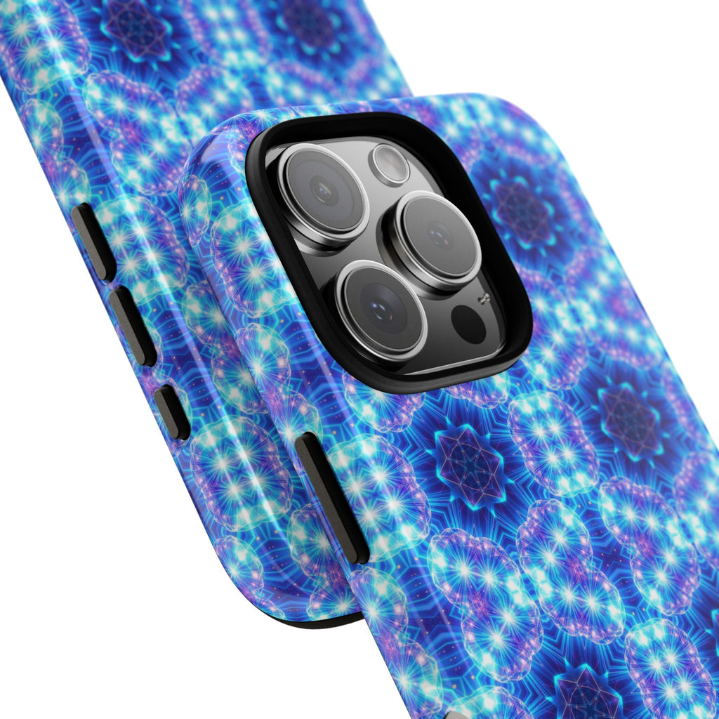 Blue Mandalas with Neon Lights Tough Phone Cases