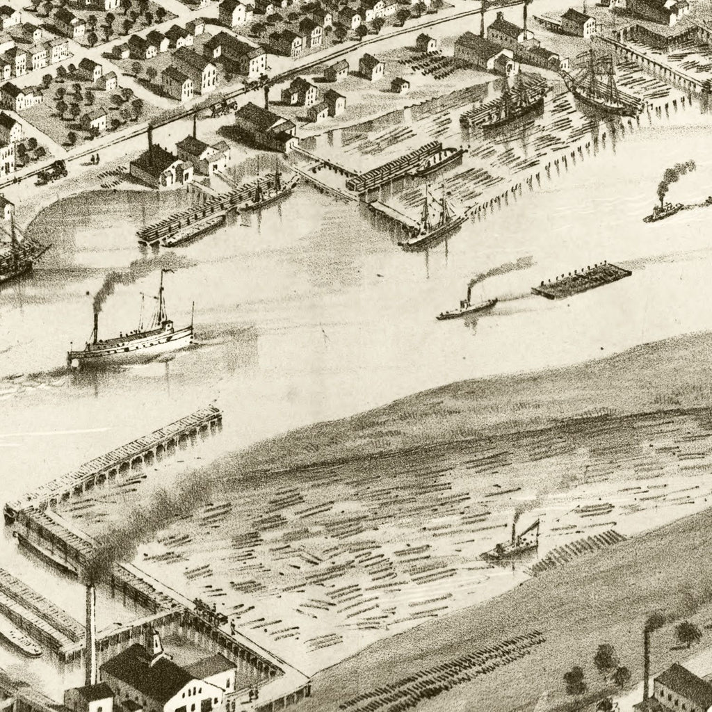 Vintage Map of Bay City, Michigan 1867