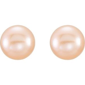14K Yellow Gold 6-7 mm Cultured Pink Freshwater Pearl Earrings