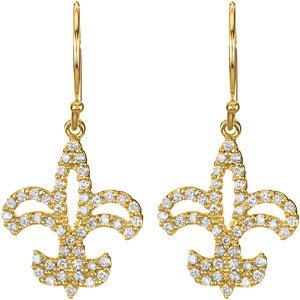 14K Yellow Gold 1/3 CTW Natural Diamond Fleur-de-lis Earrings – image 2