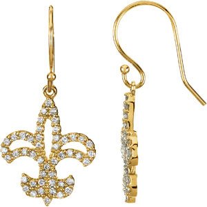 14K Yellow Gold 1/3 CTW Natural Diamond Fleur-de-lis Earrings