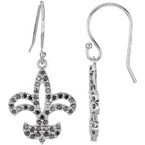 14K White Gold 1/2 CTW Natural Black Diamond Fleur-de-Lis Earrings