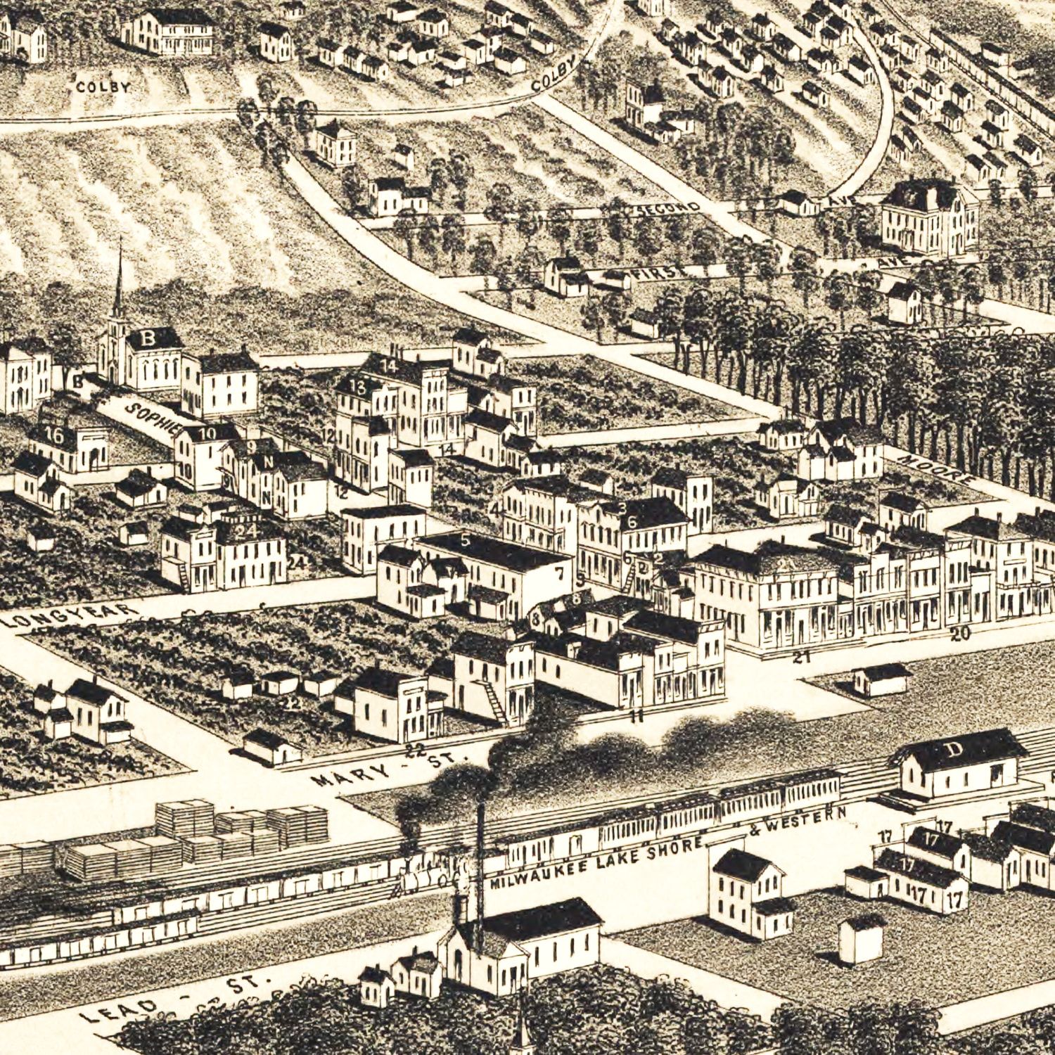 Vintage Map of Bessemer, Michigan 1886