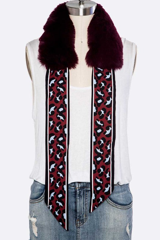 Faux Fur Satin Ribbon Tie Scarf