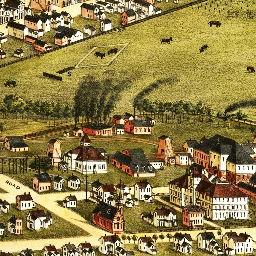 Vintage Map of Calumet, Hecla & Red Jacket, Michigan 1881