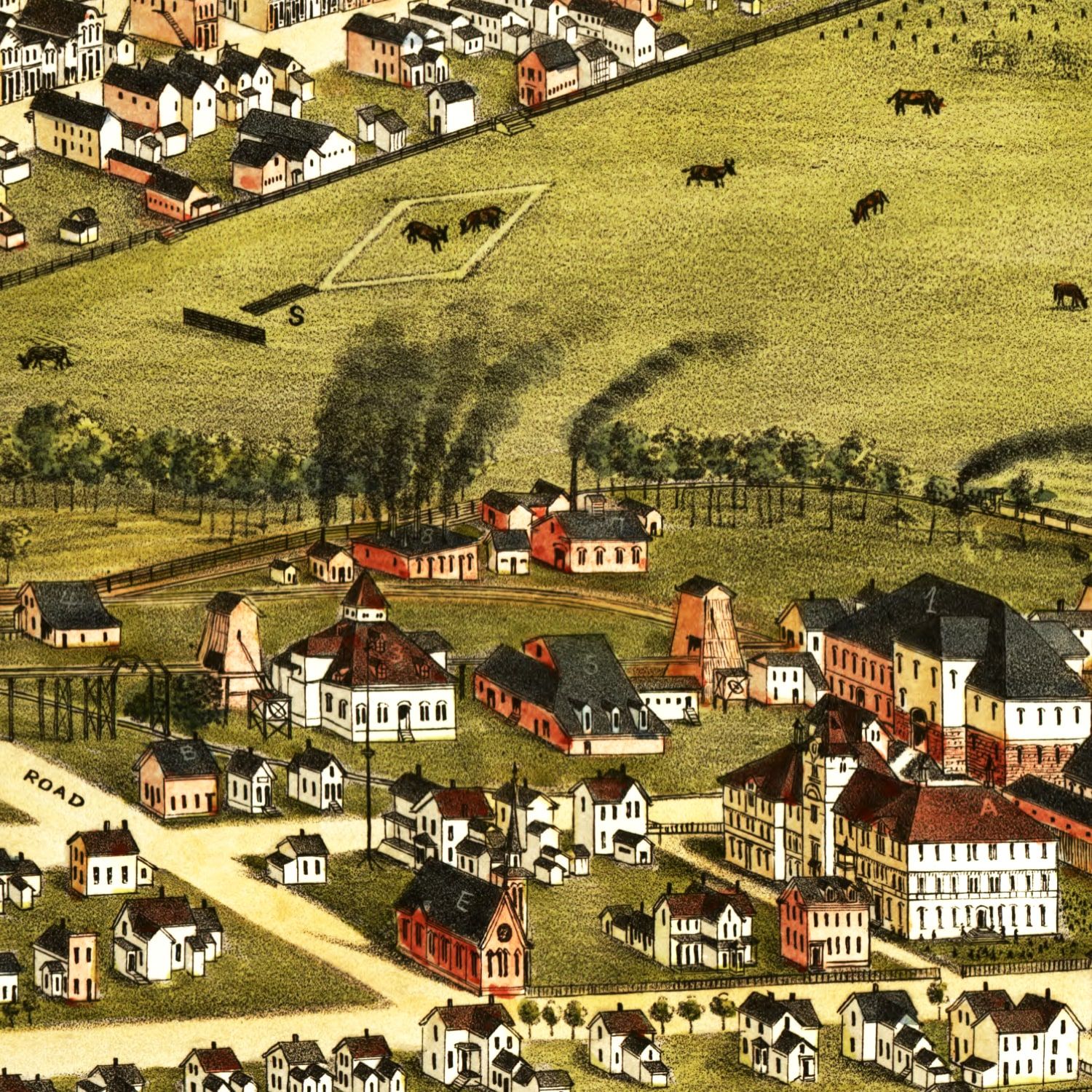 Vintage Map of Calumet, Hecla & Red Jacket, Michigan 1881