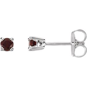 14K White Gold 3 mm Natural Mozambique Garnet Earrings