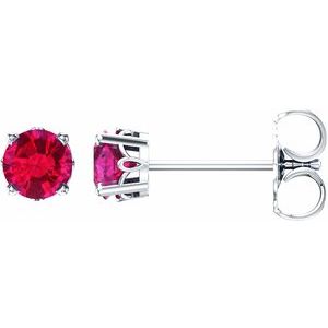 14K White Gold Natural Ruby Scroll Setting® Stud Earrings