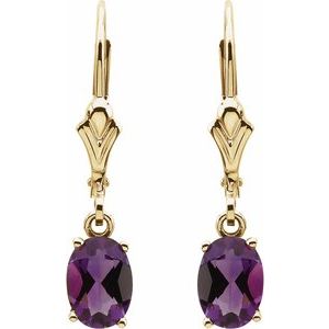 14K Yellow Gold Natural Amethyst Earrings – image 2