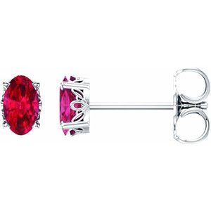 14K White Gold Lab-Grown Ruby Earrings