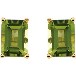 14K Yellow Gold Natural Peridot Earrings – image 2
