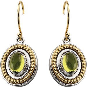 Sterling Silver & 14K Yellow Gold Natural Peridot Earrings
